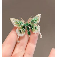 XSB093 - Green Butterfly Saree Brooch